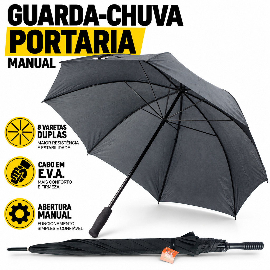 Guarda Chuva Sombrinha Portaria 8 Varetas Duplas Elite Sports Cabo EVA Forte Resistente Reforçado
