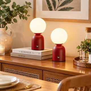 Candeeiro de mesa vermelho recarregável para decoração de quarto de casamento lampu meja