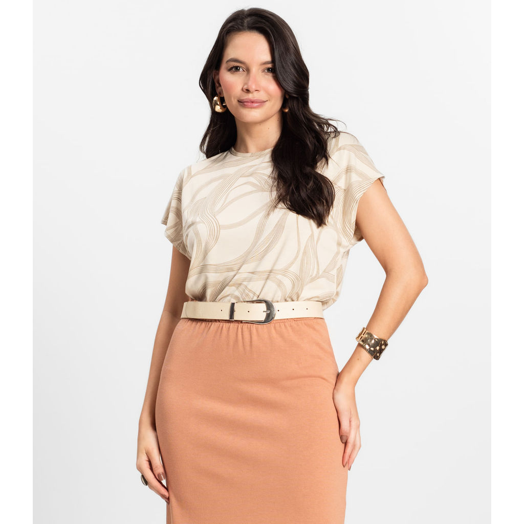 Blusa Feminina em Viscotorcion Rovitex Bege