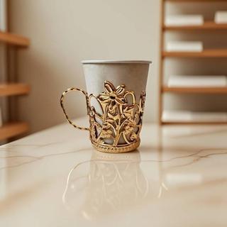 Isolador De Copo Descartável , Suporte Anti-Escaldante Em Forma Floral Dourado Luxuoso , Manga Reutilizável Para Caneca 