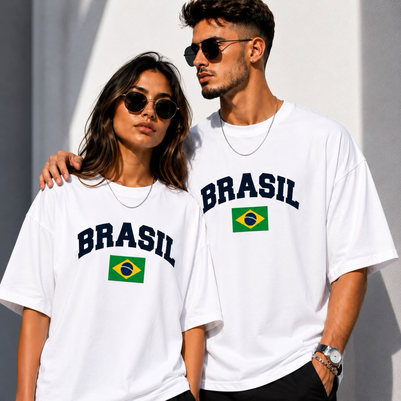 Camisa Oversized Masculina Blusa do Brasil Feminina Algodão Camiseta Unissex Premium Confortável
