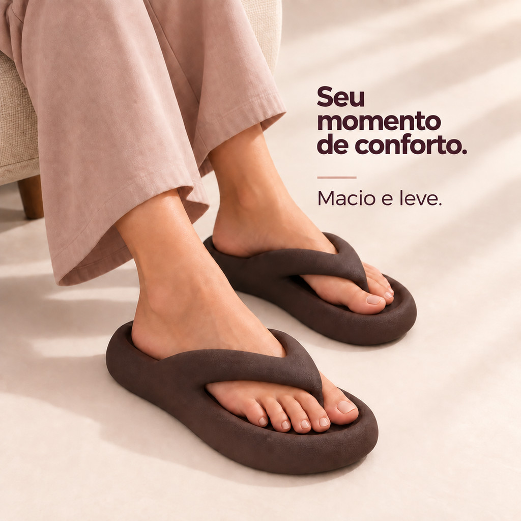 Sandália Nuvem Feminina de Dedo Macia Leve Confortável Antiderrapante Casual Anatômica Ortopédica Esporão