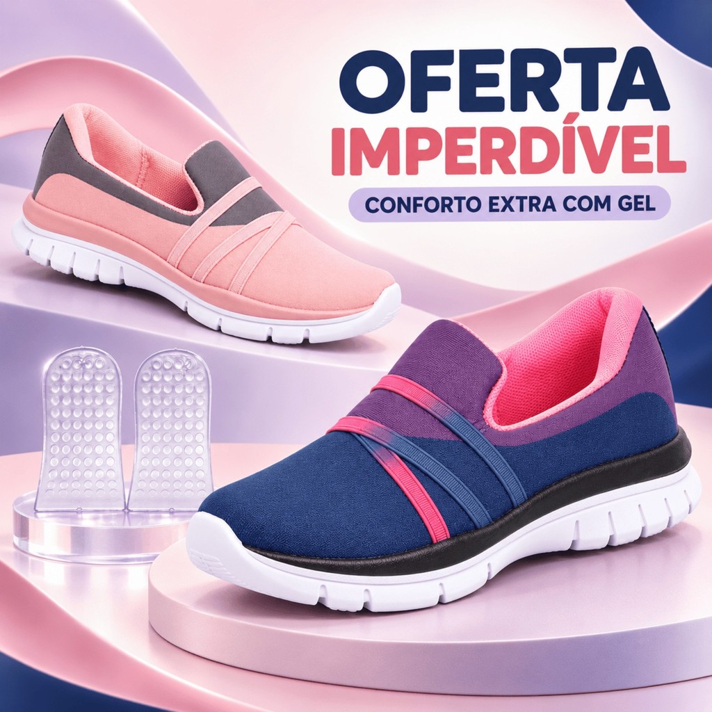 Tênis Caminhada Casual Feminino Respiravel Confortavel Sapatilha Leve Ortopedico Slip On