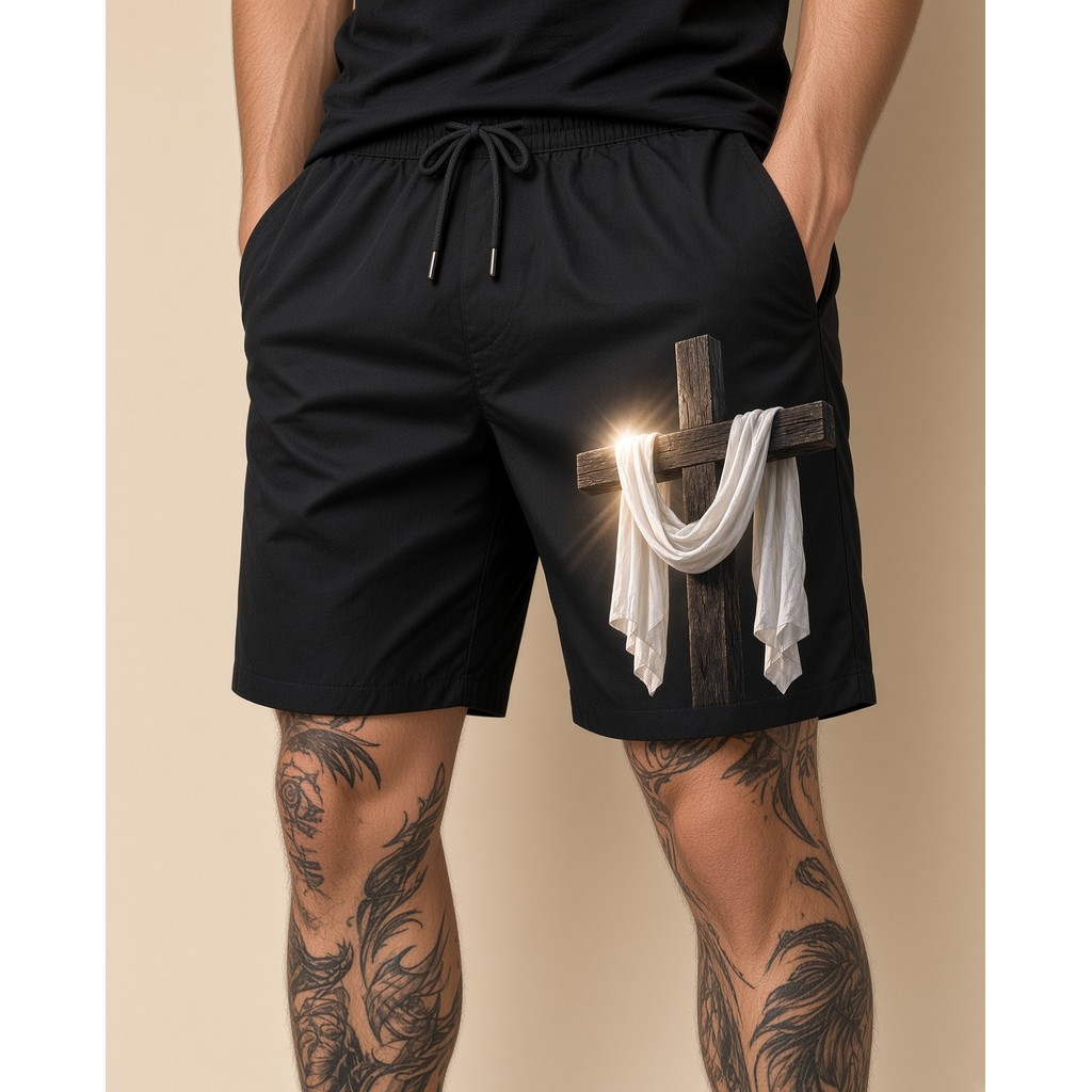 Short Moda Praia Masculino Bermuda Verão Tec Tell Cruz Com Pano Academia Treino Corrida Musculacao Fit