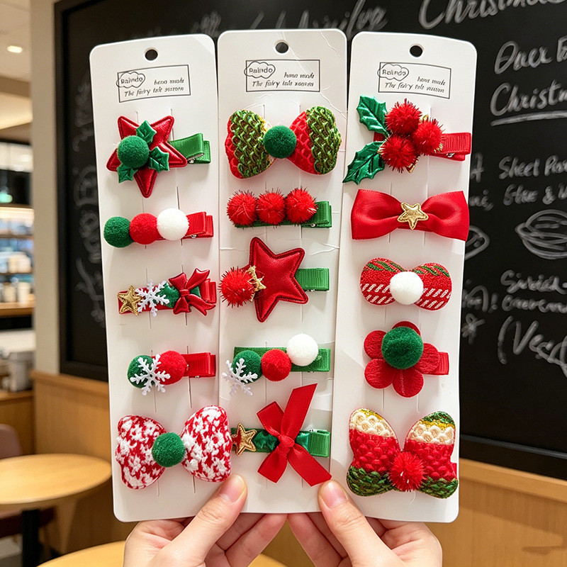 Presilhas de cabelo de Natal para meninas, acessórios de cabelo com árvore de Natal para a parte de trás da cabeça, pres