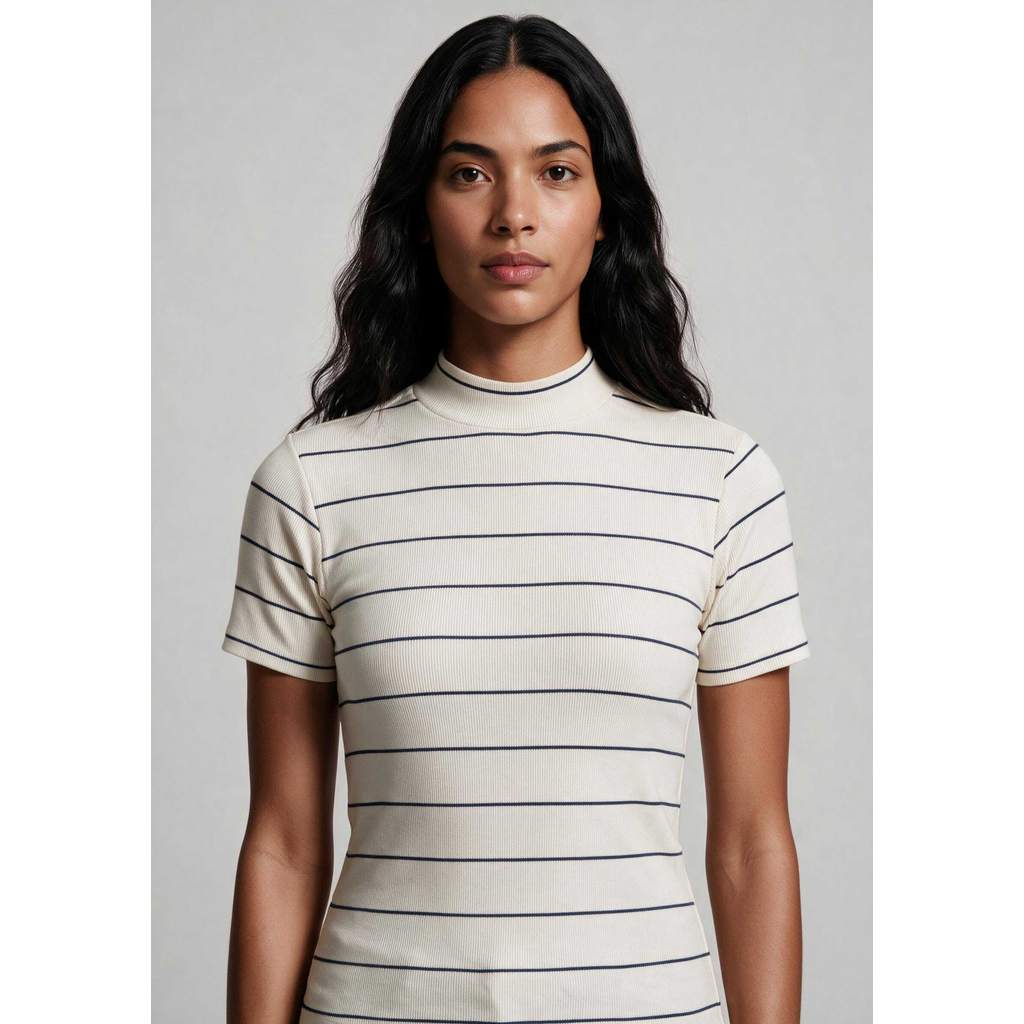 Blusa Feminina Gola Alta Em Ribana Fio Tinto — imagem 2 de 2