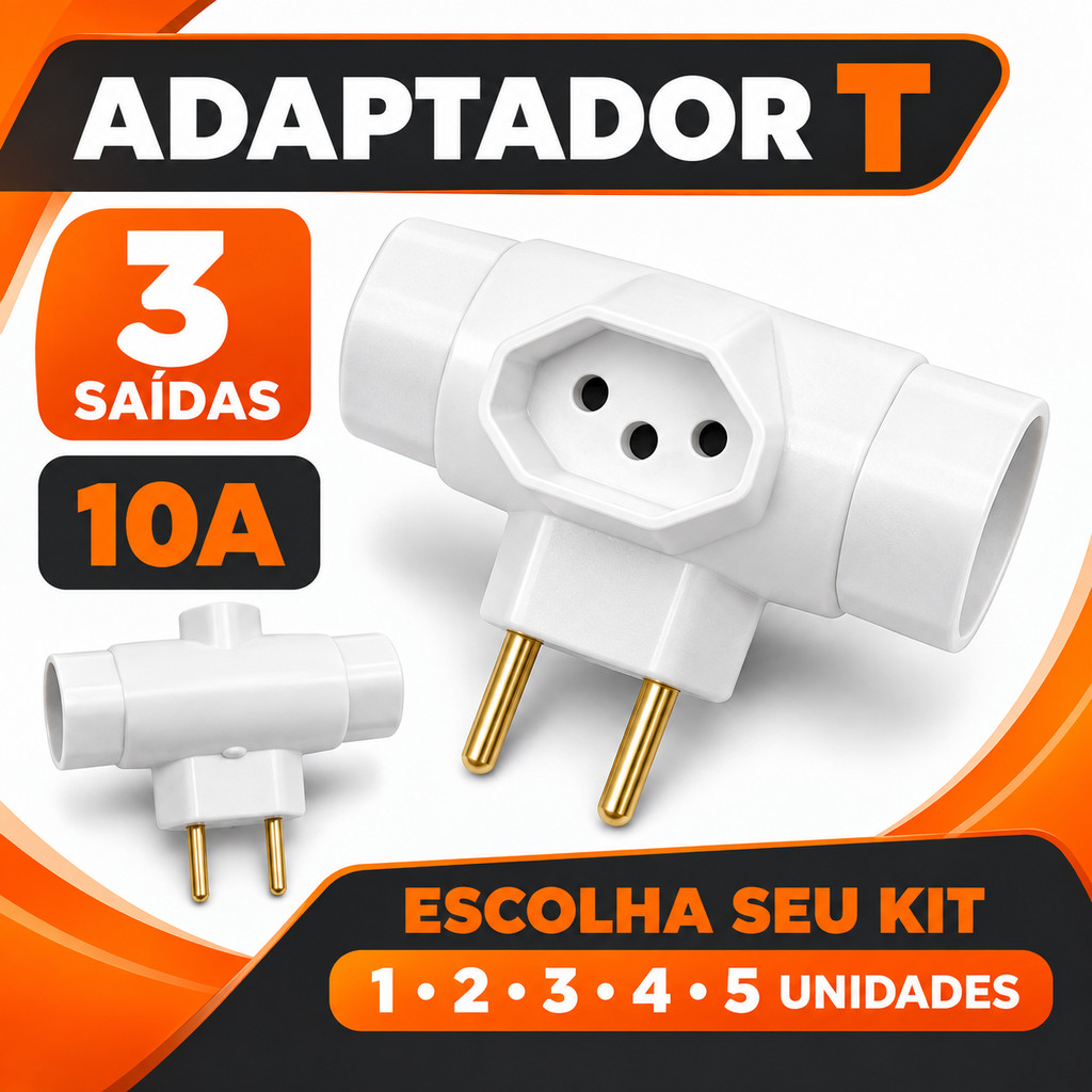 Adaptador Triplo de Tomada DNA Branco 10A Escolha Kit 1 a 5