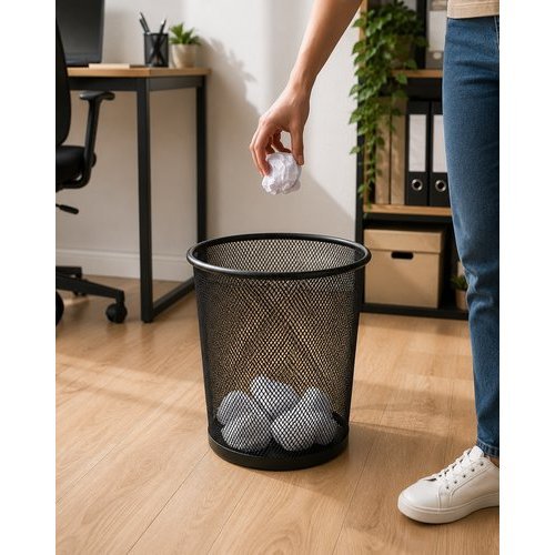 Lixeira Telada Metal Preta Porta Sala Escritório Durável Resistente