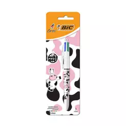 Caneta esferográfica 1.0 retrátil Milky Moo Branca 4 cores Bic