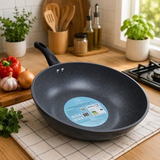 Frigideira Wok Nanocerâmica Alumínio 28cm 3,6 Litros Preta Lehavi