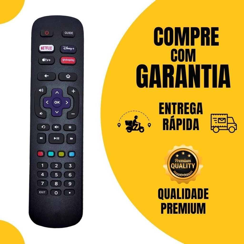 Controle Compatível com Philco Roku TV LED Smart Netflix Disney GloboPlay | Reposição | Compatível + Palitos — imagem 2 de 2