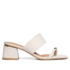 Tamanco Feminino Vizzano Pelica Salto Bloco Off White