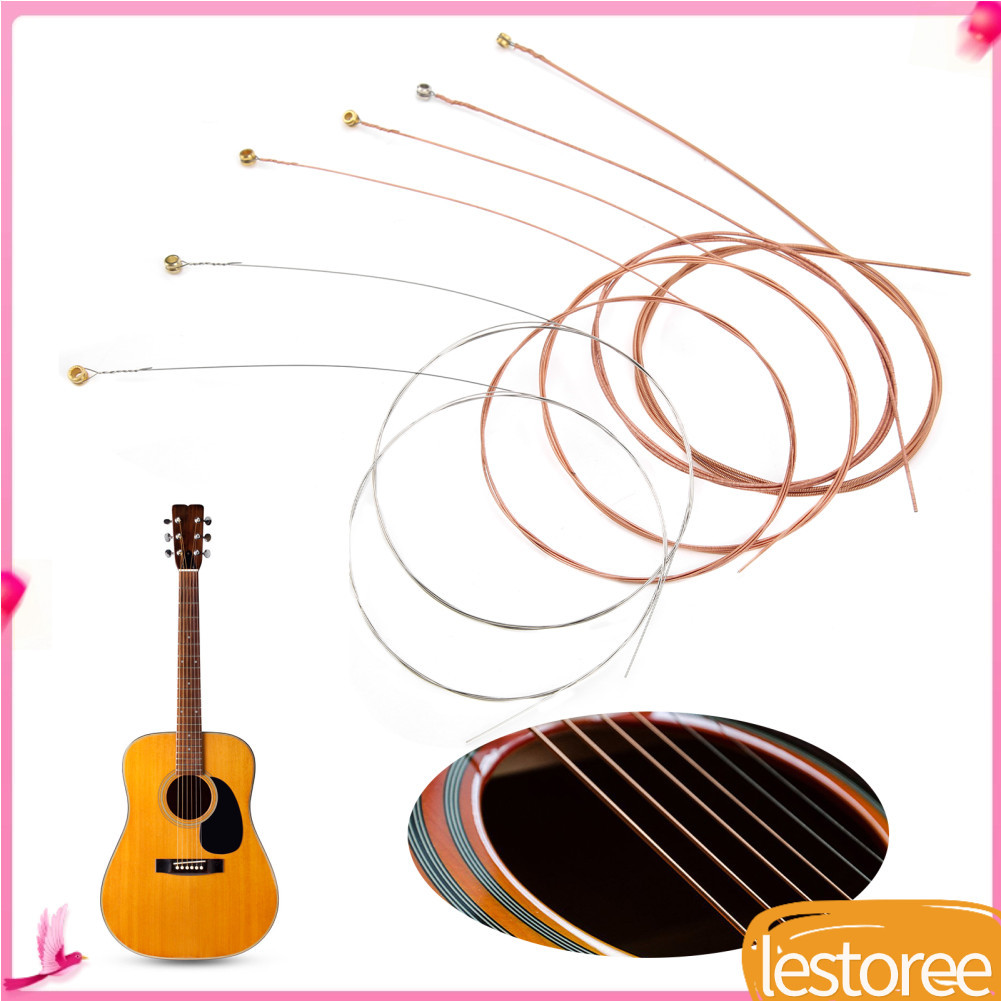 Lestoree.br Cordas de guitarra acústica Substituição de aço de cobre com revestimento antiferrugem para iniciantes
