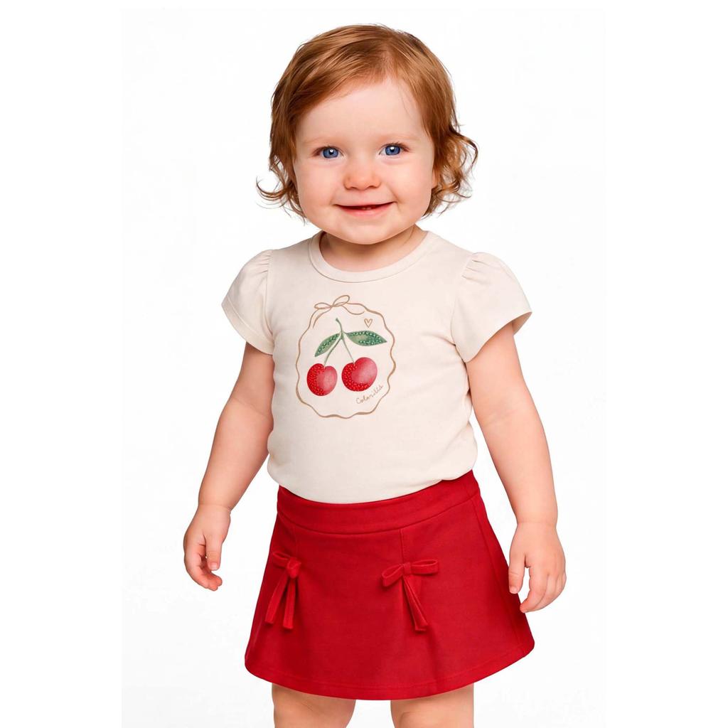 Conjunto Bebê Menina Manga Curta Cereja Colorittá Vermelho