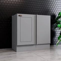 Balcão Canto Reto para Cozinha 1 Porta Emily Espresso Móveis Cinza Cinza
