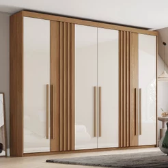 Guarda-Roupa Casal 6 Portas 4 Gavetas Norton Bege/Nature/Off White Nature/Off White