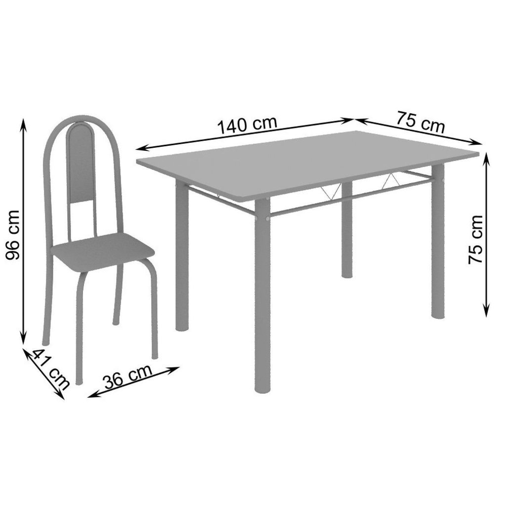 Conjunto de Mesa 140x75cm Tampo de Granito com 6 Cadeiras Iris a Soma Móveis Branco/Preto Floral/Martelado Pérola — imagem 2 de 2