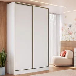 Guarda Roupa Modulado 2 Portas de Correr 2 Gavetas Requinte 100% MDF Branco/Line Branco Line