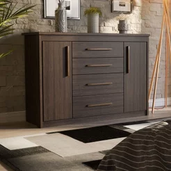 Cômoda para Quarto 2 Portas 4 Gavetas Elegance Marrom/Capuccino Wood Capuccino