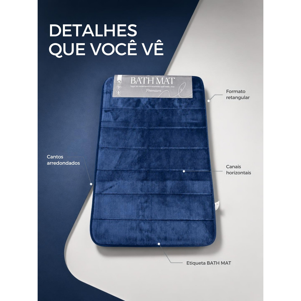 Tapete Veludo e Antiderrapante para Banheiro - Azul Escuro — imagem 2 de 2