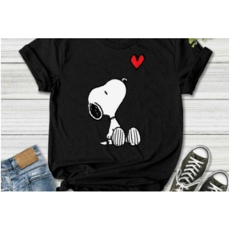 [Camiseta Premium em Algodão Puro]AYA Camiseta Feminina Estampa Snoopy 100% Algodão Básico Envio Rápido Lançamento Envio