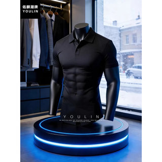 Camisa polo preta de ombro Slim fit, manga curta, verão, padrinho, lapela, camiseta, sentido de gelo, secagem rápida, me