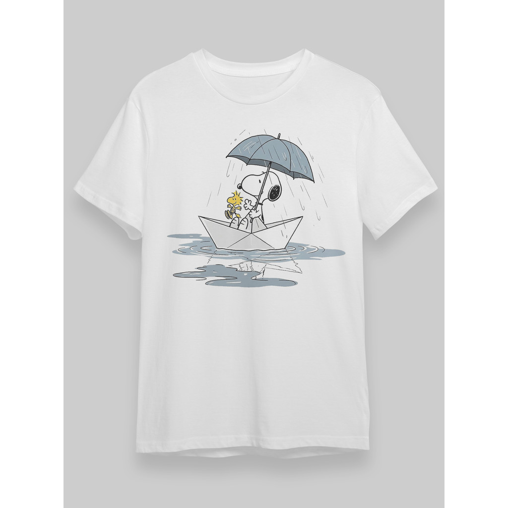 BR.Moonlight Camiseta Feminina Snoopy Barco Guarda-chuva Unissex Oversized 100% Algodão Verão Envio Imediato