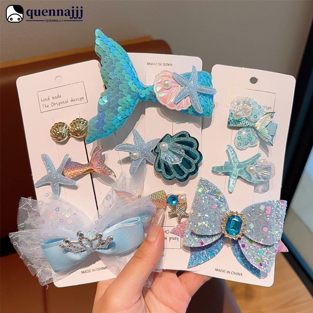 QUENNA 3 Pçs Lantejoulas Cauda De Peixe Estrela Do Mar Sereia Princesa Grampo De Cabelo Criativo Concha Arco Franja Hair