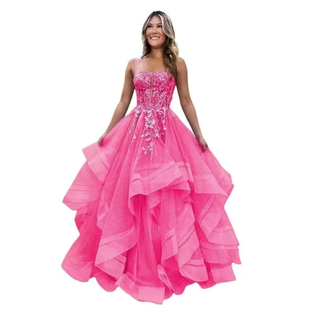 Vestido Longo de Princesa Feminino Azul Verde Roxo Rosa Champanhe Festa de 15 Anos Quinceañera