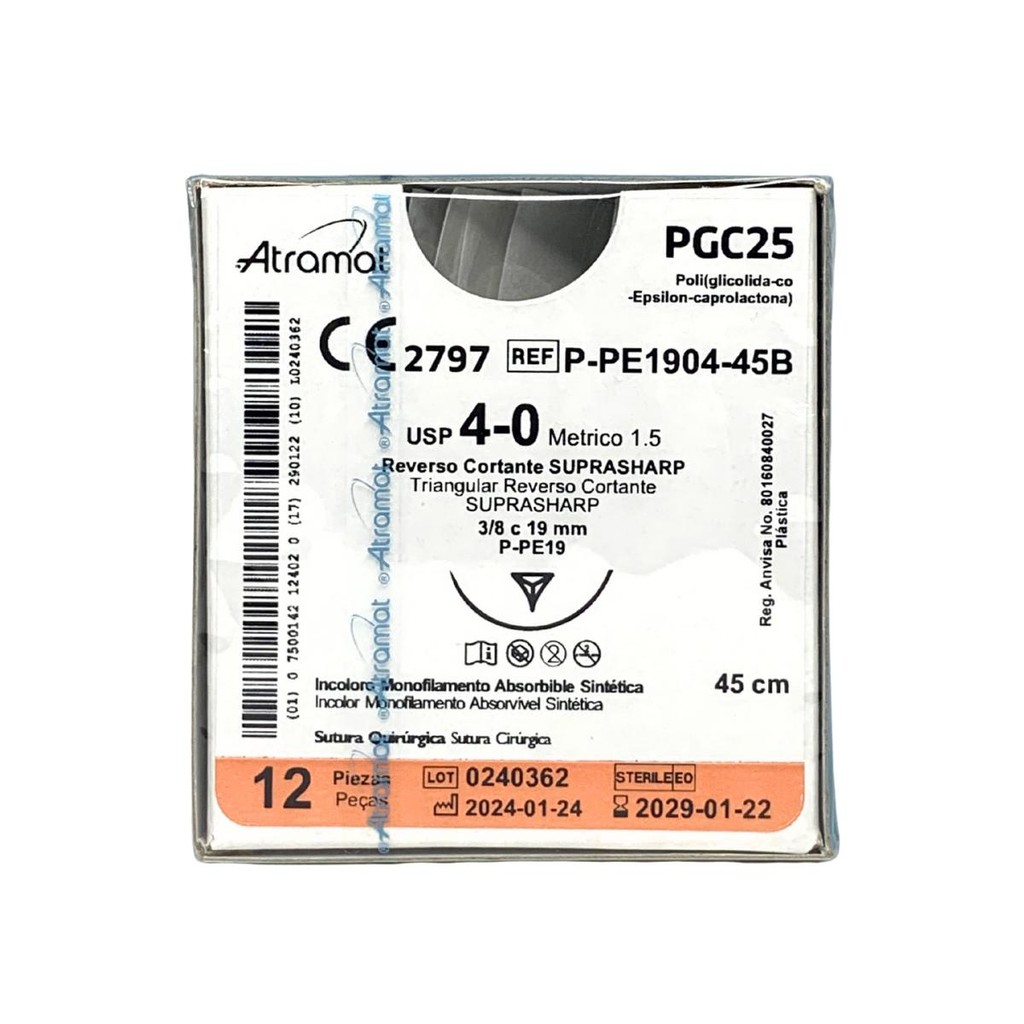 Fio de Sutura Poliglicolida Caprolactona 4-0 Incolor P-PE1904-45B | Atramat em Oferta na Shopee