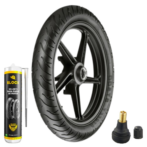 Pneu Ybr 125 Cbx 200 Cg 160 Titan 80/100-18 47p Tl St600 Vipal + Bico Tr412 + Selante
