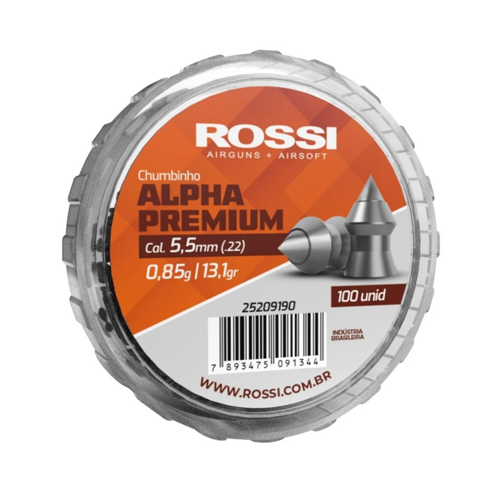 Chumbo Rossi Alpha Premium 5,5mm Pontiagudo — 100un em Oferta na Shopee