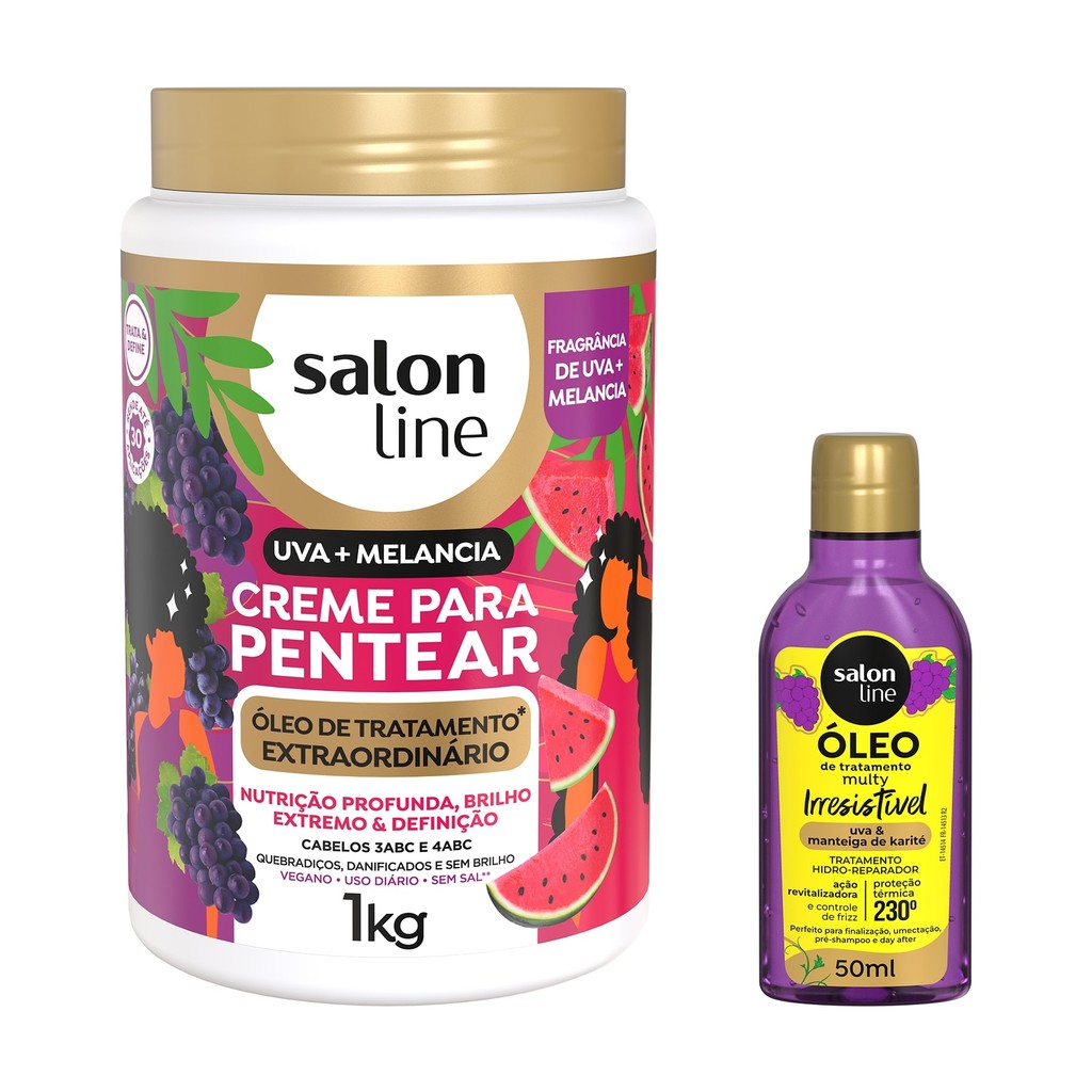 Kit Creme para Pentear Uva + Melancia com Óleo de Tratamento Multy em Oferta na Shopee
