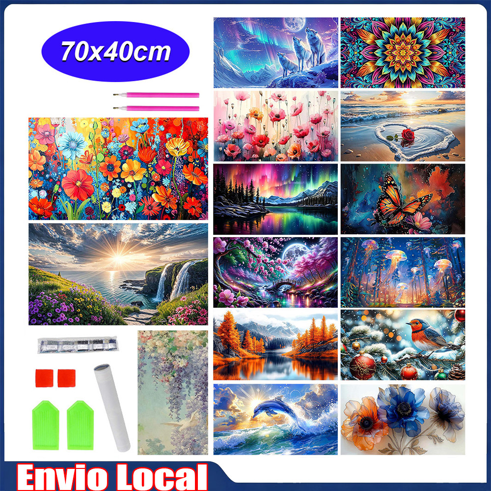 Conjunto de arte diamante, conjunto de pintura diamante para iniciantes adultos, diamante quadrado 5D, 70 x 40 cm
