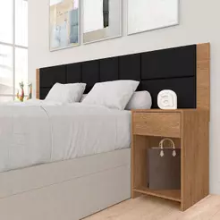 Cabeceira Estofada Para Cama Casal Dubai Carv/preto - M. Arapongas