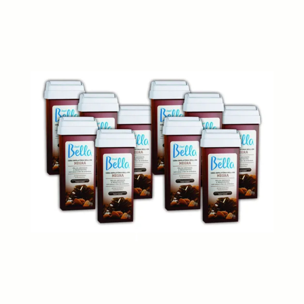KIT 10 Refil Cera Depilatória Roll-on Depil Bella 100g Negra