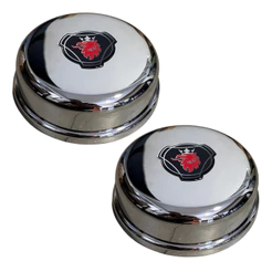 Par Sobre Tampa Cromada Cubo Dianteira Scania S4 Com Emblema