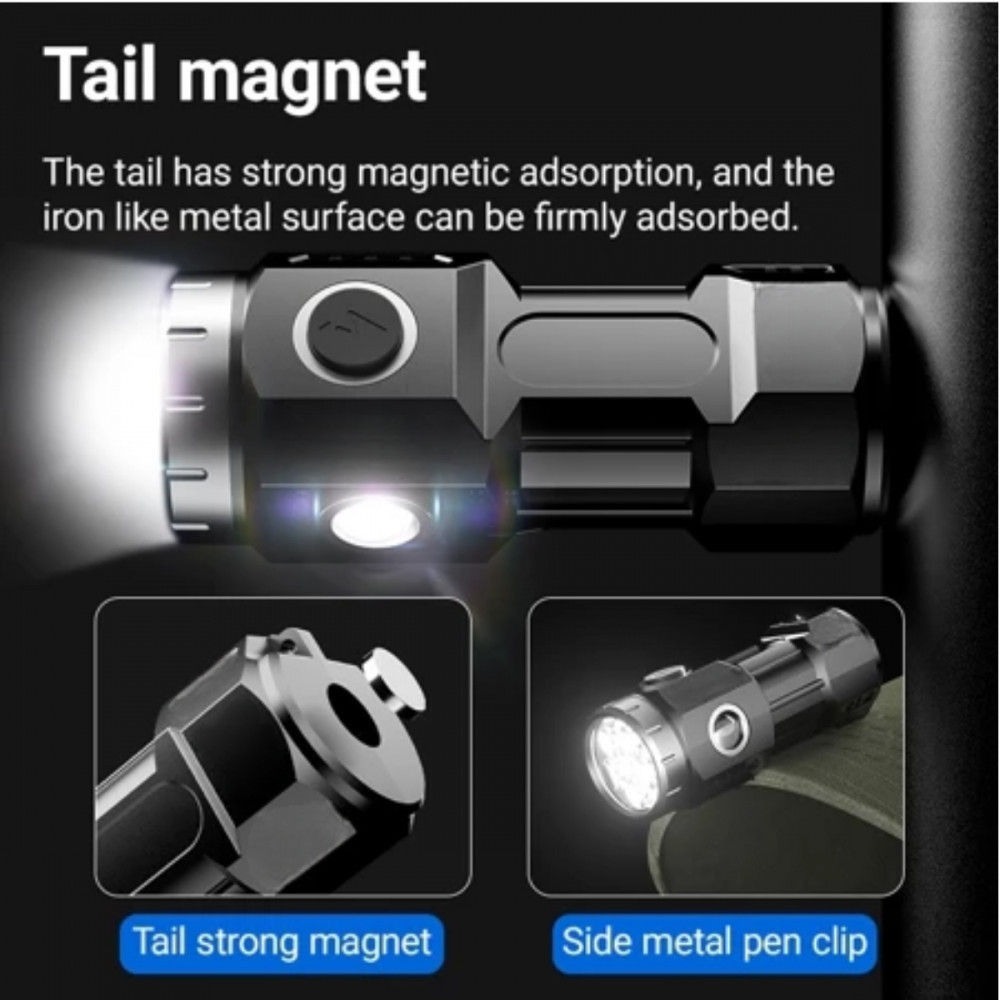 Mini Lanterna Tática Portátil Recarregável Com Imã magnetico — imagem 2 de 2