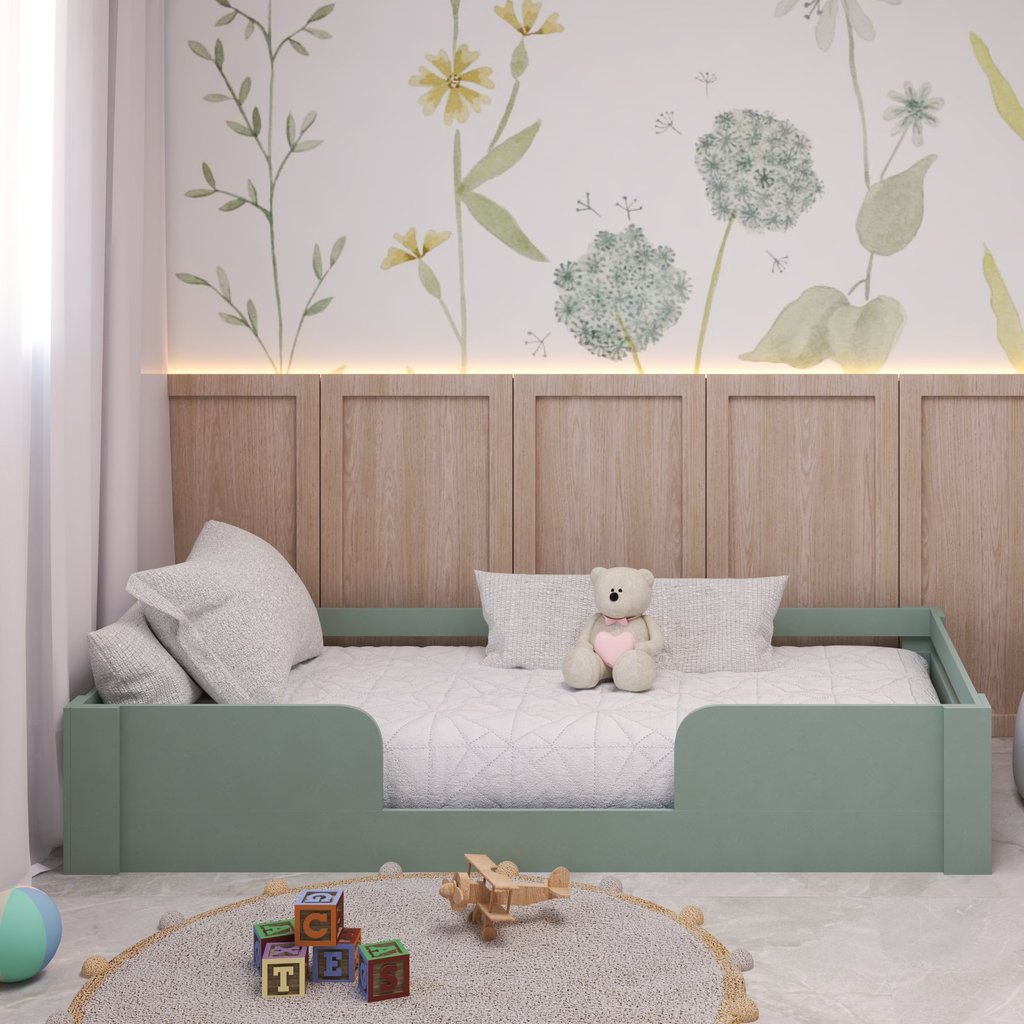 Cama Infantil Montessoriana Solteiro Liz Casatema MadeiraOriginals Verde/Belágio em Oferta na Shopee