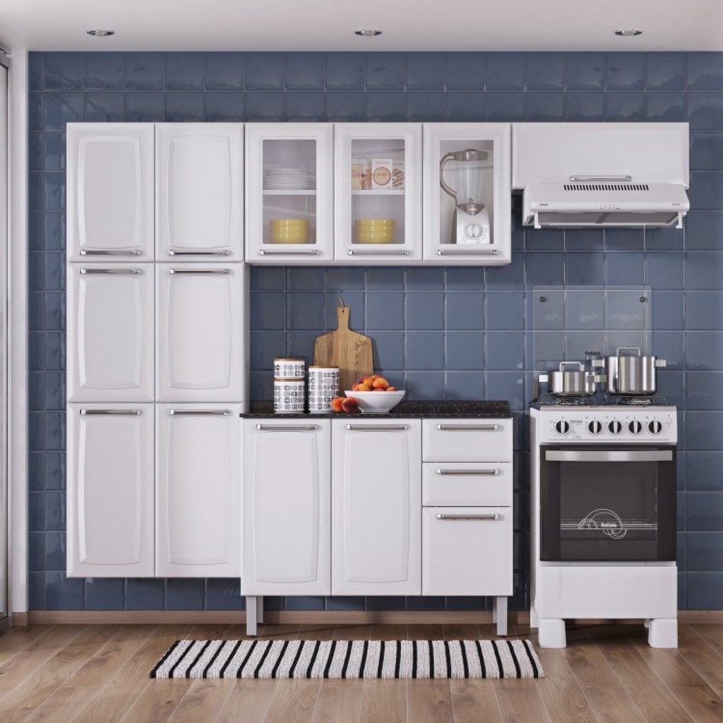Cozinha Completa Modulada 4 Peças 13 Portas 2 Gavetas Luce Itatiaia Branco Branco