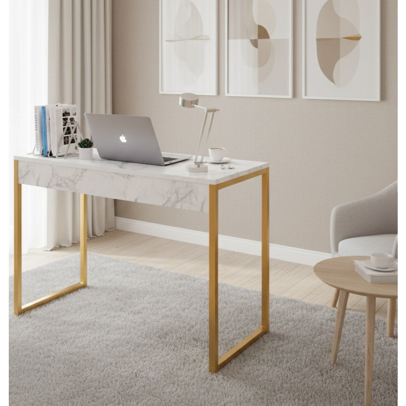 Mesa de Escritório Home Office Estilo Industrial - Metalon Dourado Mega em Oferta na Shopee