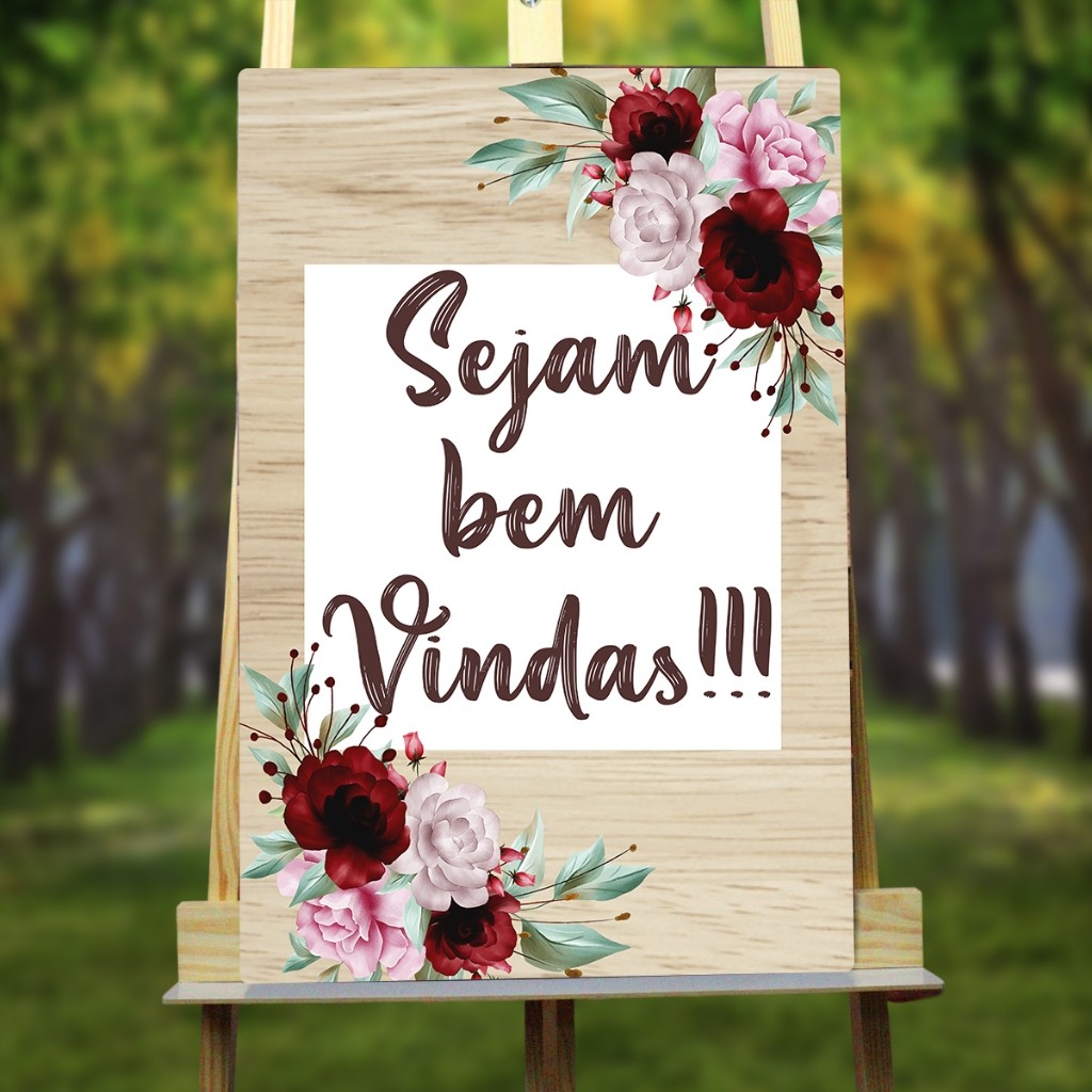 Placa Sejam Bem Vindas Decoração Eventos Casamento MDF Adesivado 40x60cm