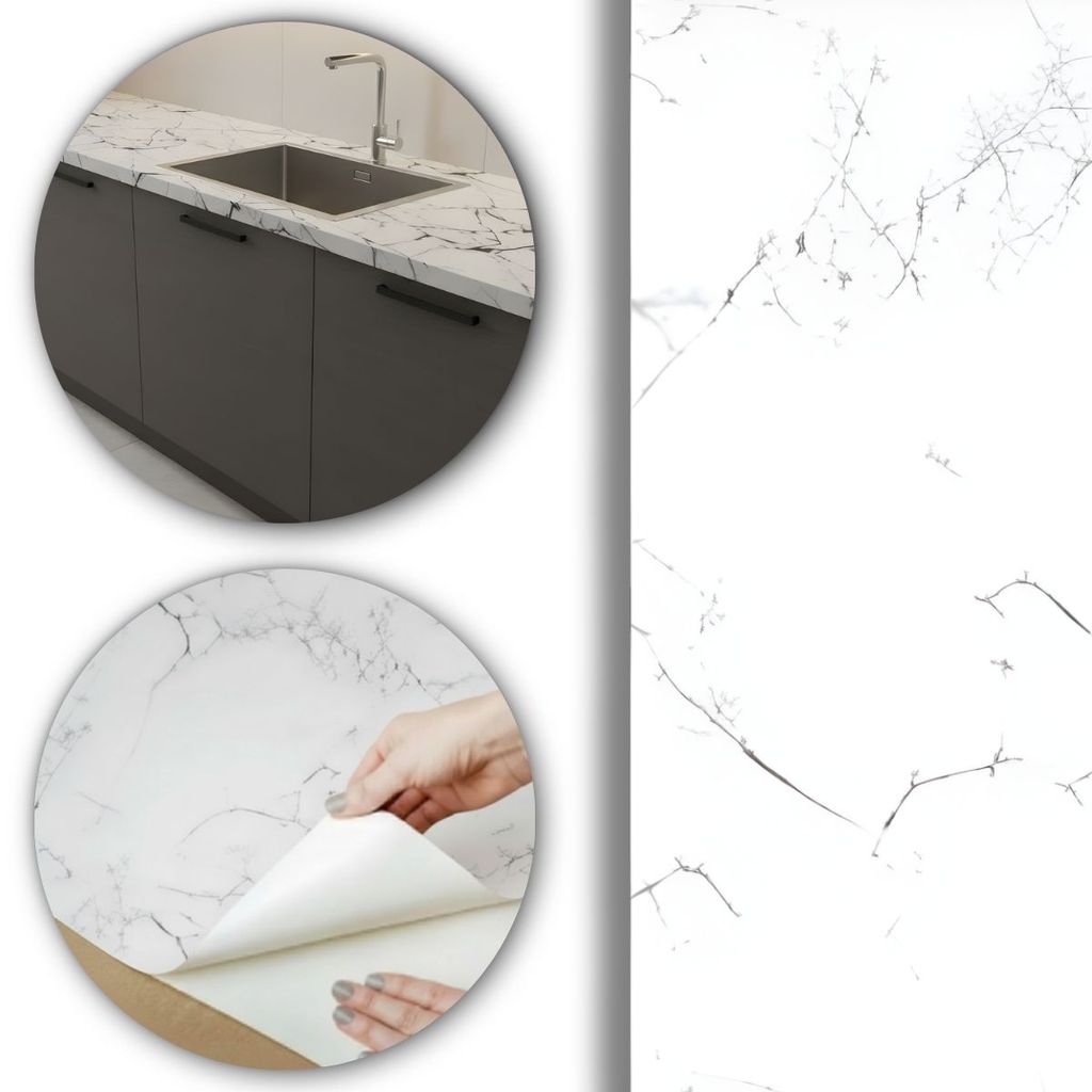 Papel De Parede Mármore Branco Adesivo 10m x 45cm Lavável Vinílico Impermeável Para Cozinha e Sala em Oferta na Shopee