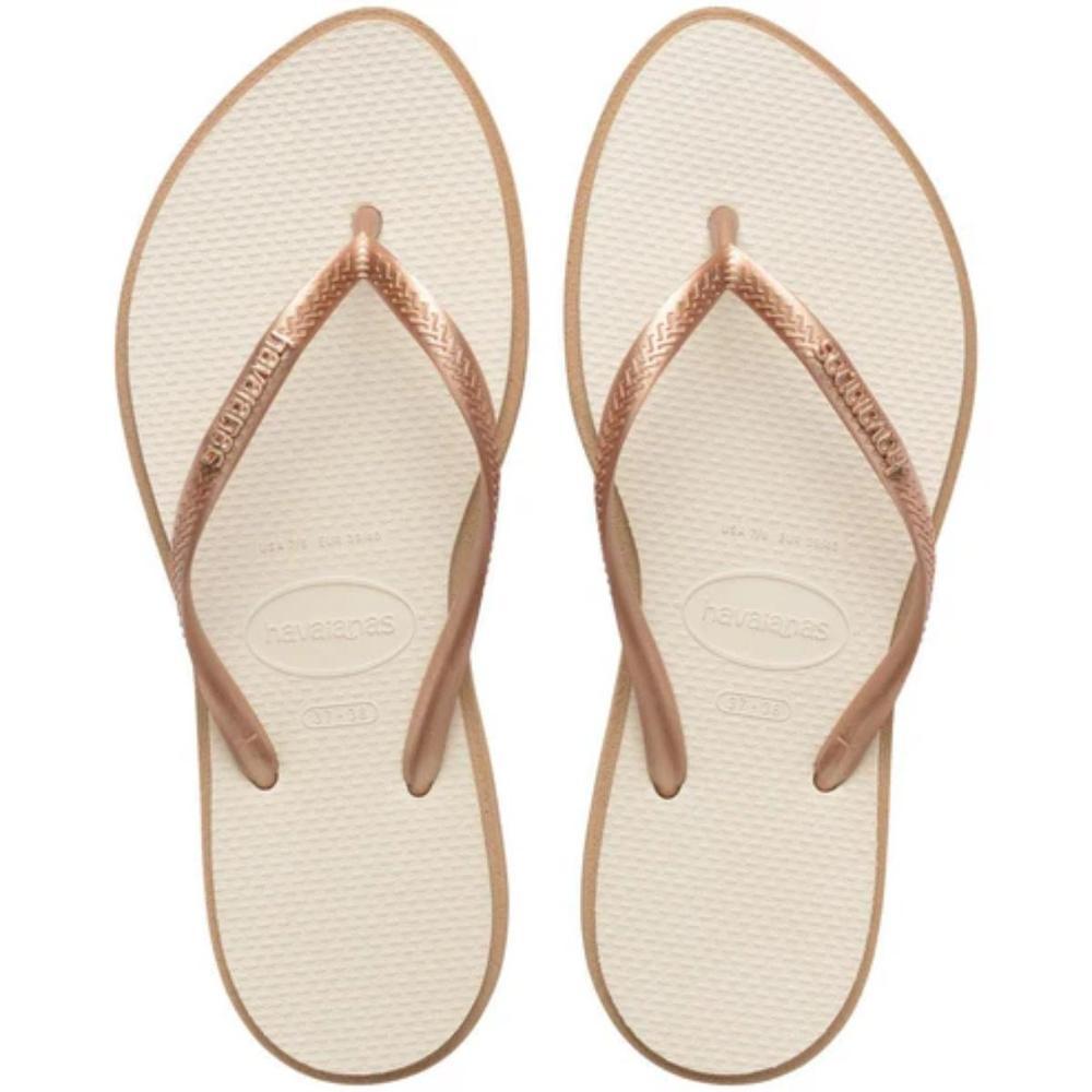 Chinelo Havaianas Slim Point Feminino - Off White e Bege em Oferta na Shopee