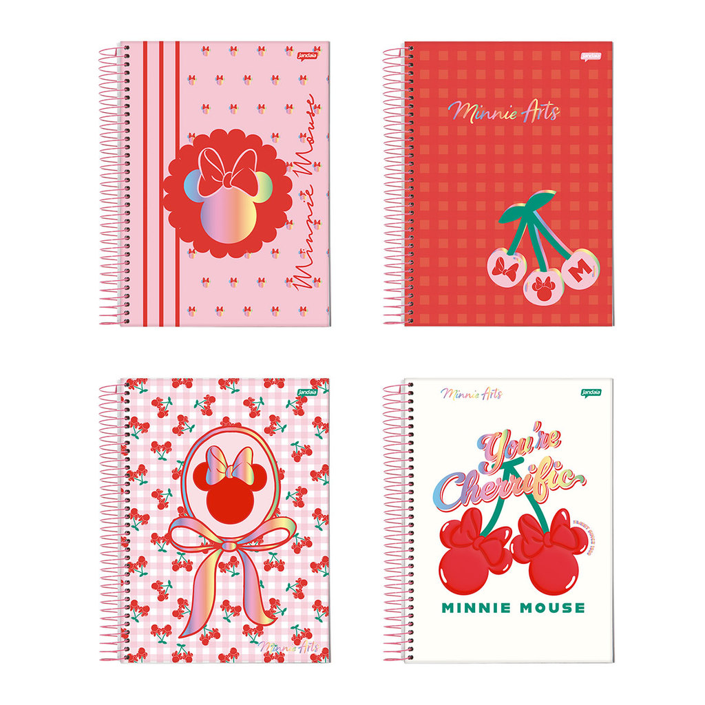 Caderno espiral capa dura universitário 1x1 80 folhas Minnie Arts Jandaia em Oferta na Shopee