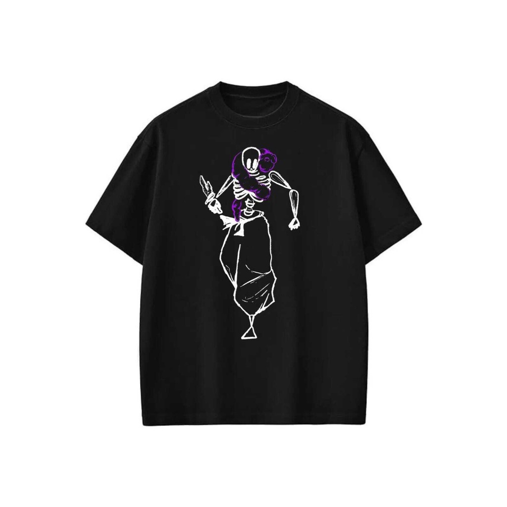 Camiseta Oversized estampada Preta Confortável Algodão Modelo: "Toji Esqueleto" Academia