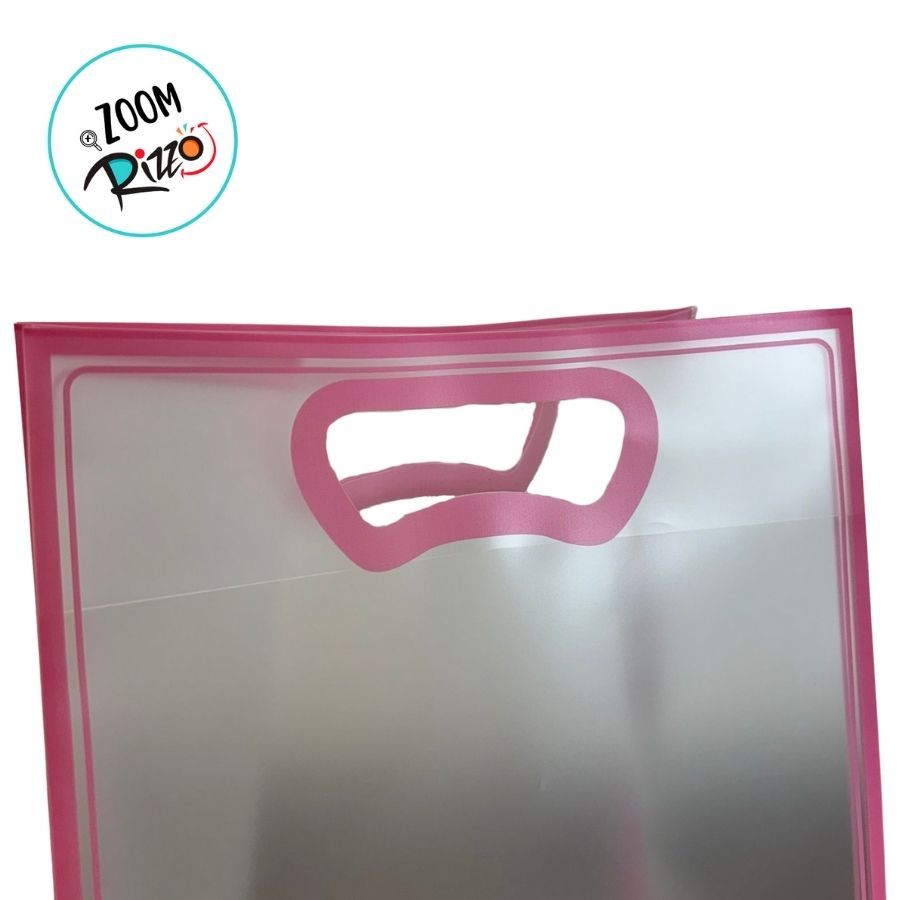 Sacola Transparente Fosca Pvc Alça Plana Rosa Claro - 25x15x9cm - 1 unidade - 1 unidade - Cromus - Rizzo · foto 2
