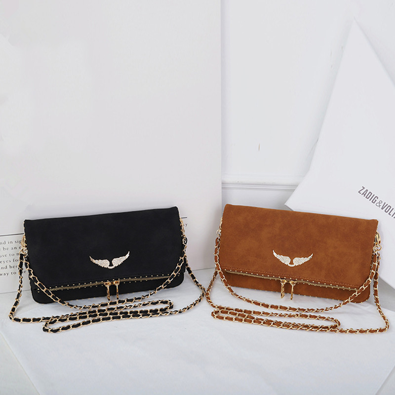 Novo Comércio Exterior Francês Moda ZV Saco Com Asas De Diamante Corrente Envelope Feminino Casual Retro Bolsa De Ombro