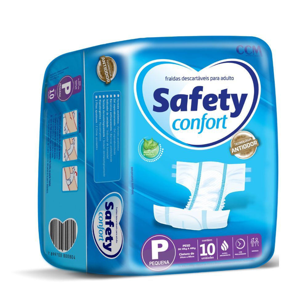 Fralda Safety Confort Tämanho P com 10 Unidade