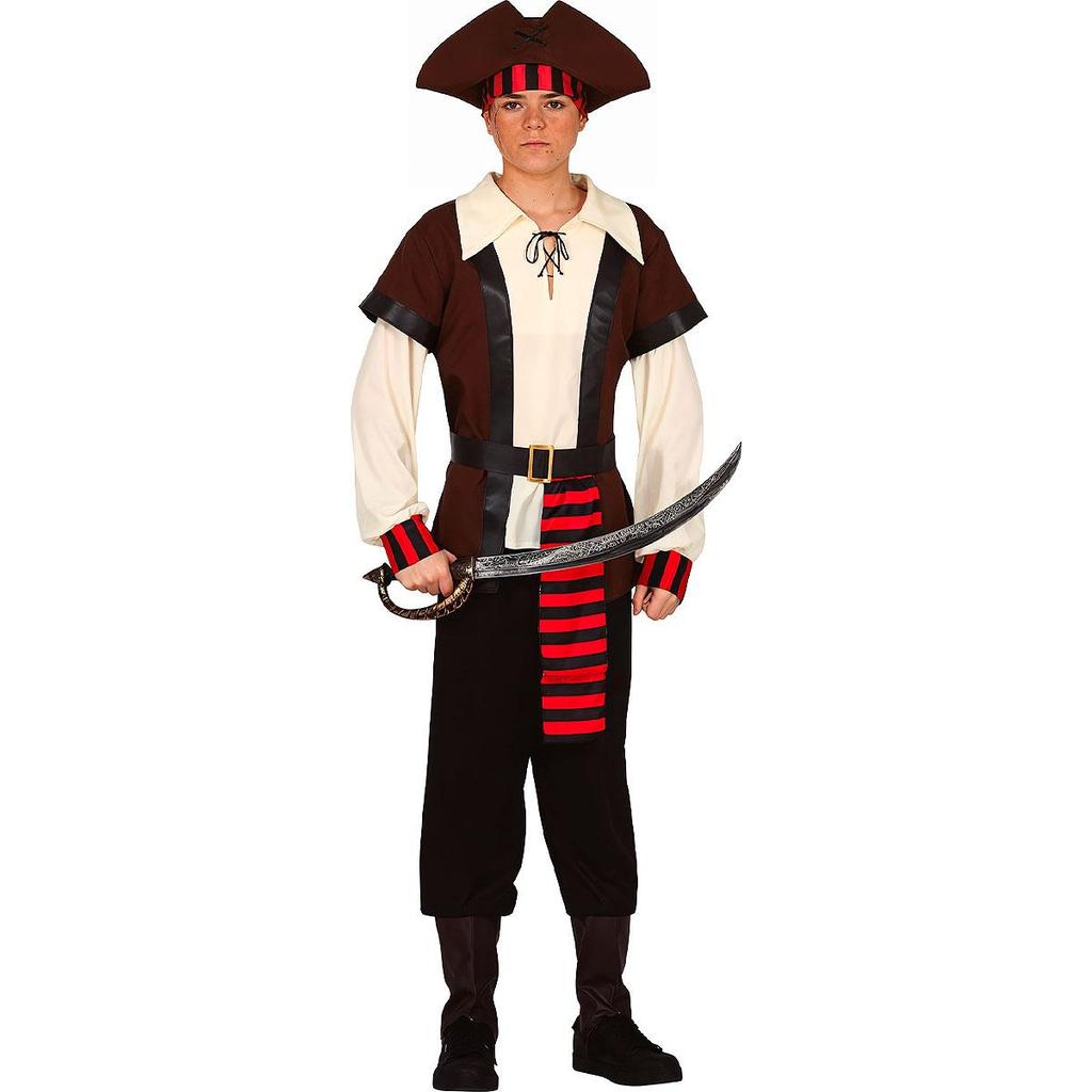 Fantasia Pirata pra Adolescente Roupa Jack Sparrow Cosplay de Luxo Com Chapeu 14 a 16 anos Carnaval Festa e Halloween